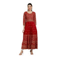 HD Women's Casual Rayon 3-4th Sleeves Anarkali Kurti (Red)