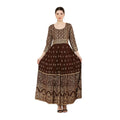 HD Women's Casual Rayon 3-4th Sleeves Anarkali Kurti (Brown)