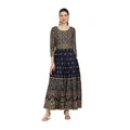 HD Women's Casual Rayon 3-4th Sleeves Anarkali Kurti (Blue)