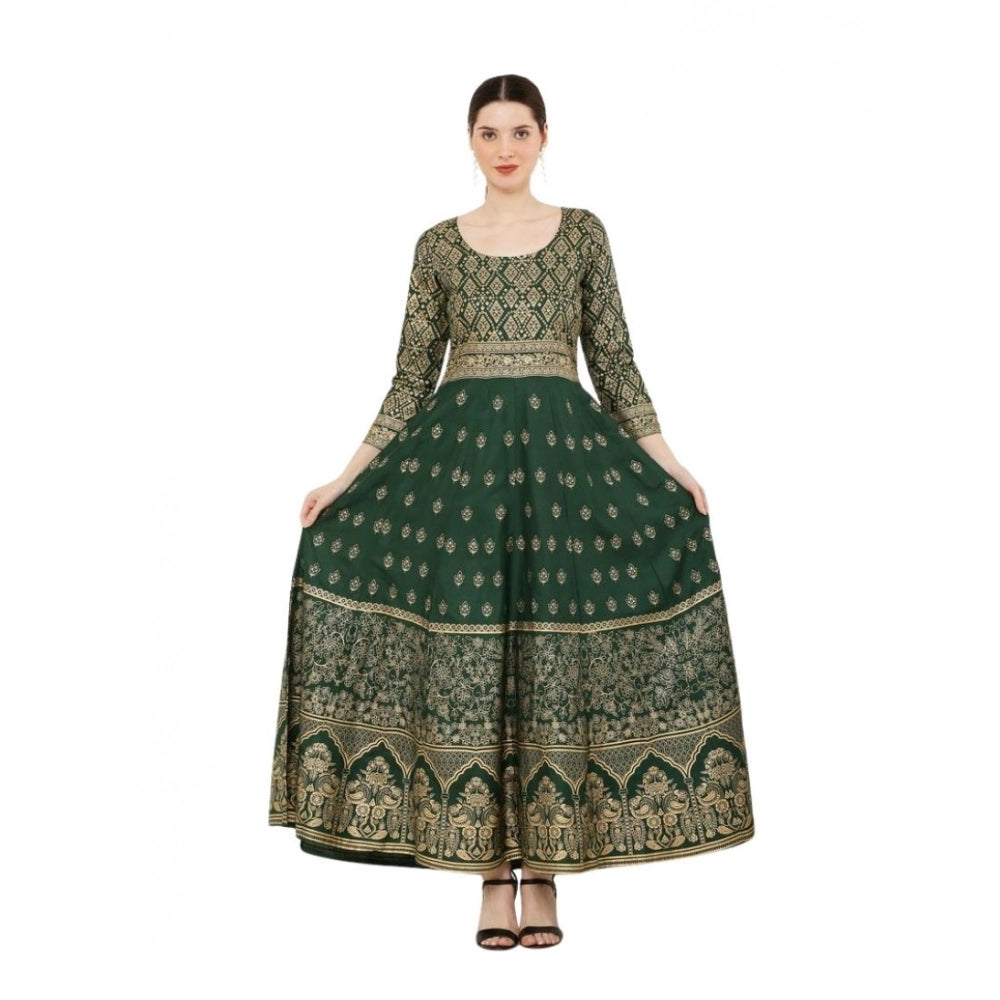 HD Women's Casual Rayon 3-4th Sleeves Anarkali Kurti (Green)