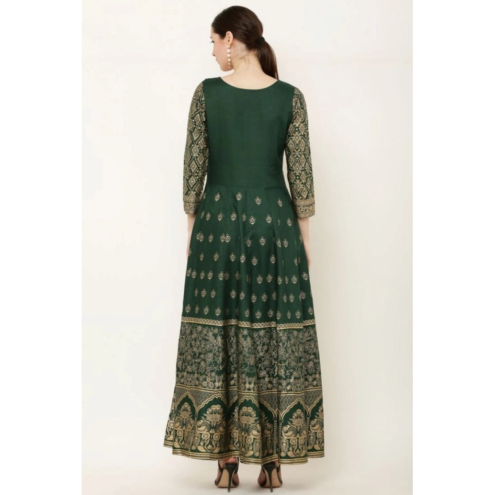 HD Women's Casual Rayon 3-4th Sleeves Anarkali Kurti (Green)