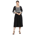 HD Women's Casual Rayon 3-4th Sleeves Kurti (Black)