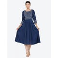 HD Women's Casual Rayon 3-4th Sleeves Kurti (Blue)