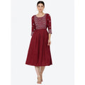 HD Women's Casual Rayon 3-4th Sleeves Kurti (Maroon)