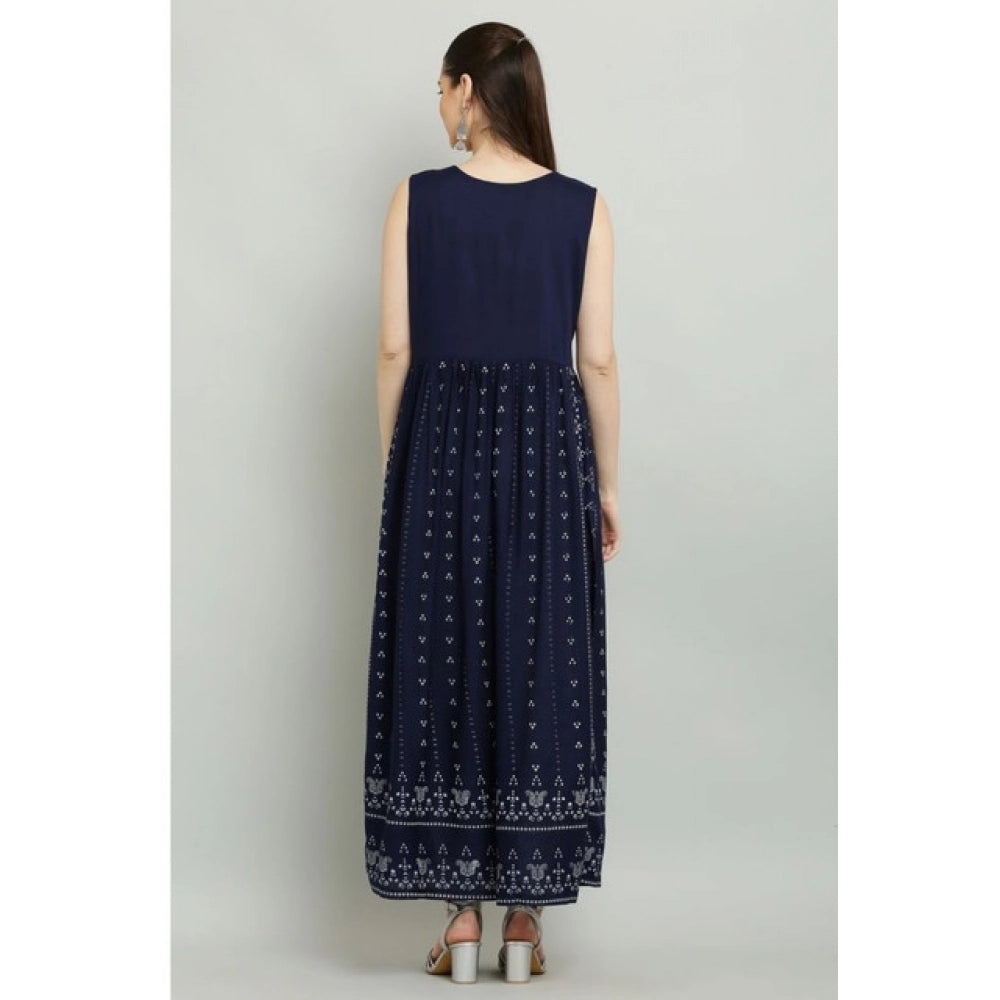 HD Women's Casual Rayon Sleeveless Kurti (Blue)