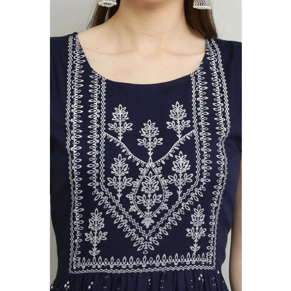 HD Women's Casual Rayon Sleeveless Kurti (Blue)