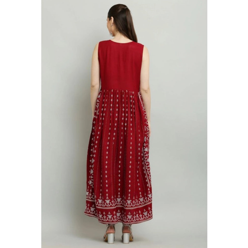 HD Women's Casual Rayon Sleeveless Kurti (Maroon)