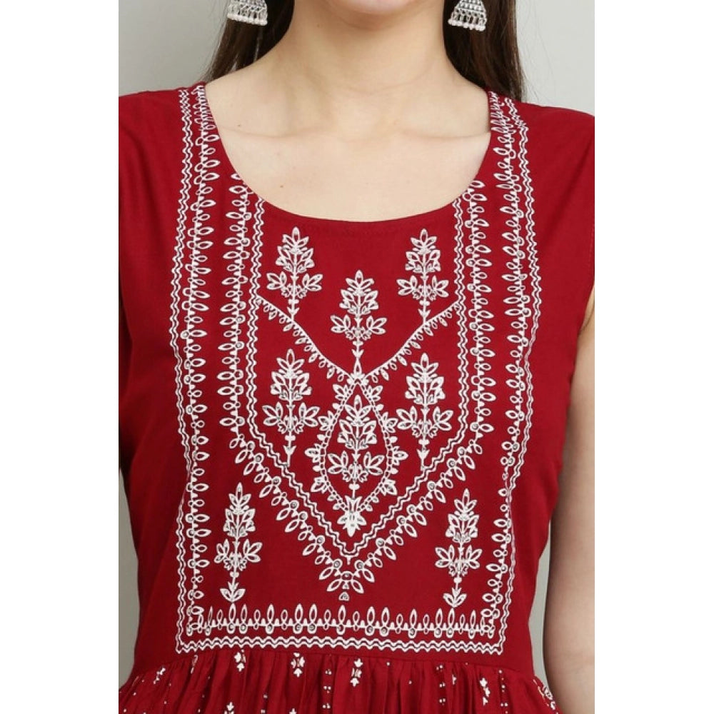 HD Women's Casual Rayon Sleeveless Kurti (Maroon)
