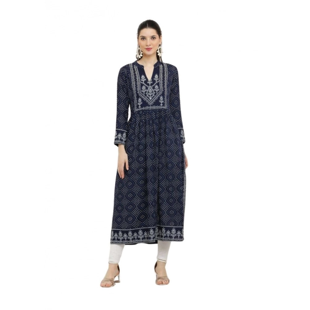 HD Women's Casual Rayon Full sleeve Kurti (Blue)