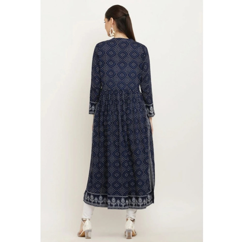 HD Women's Casual Rayon Full sleeve Kurti (Blue)