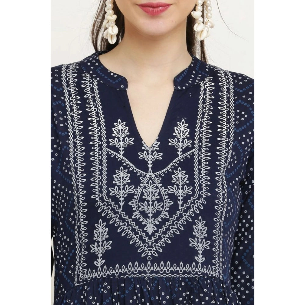 HD Women's Casual Rayon Full sleeve Kurti (Blue)