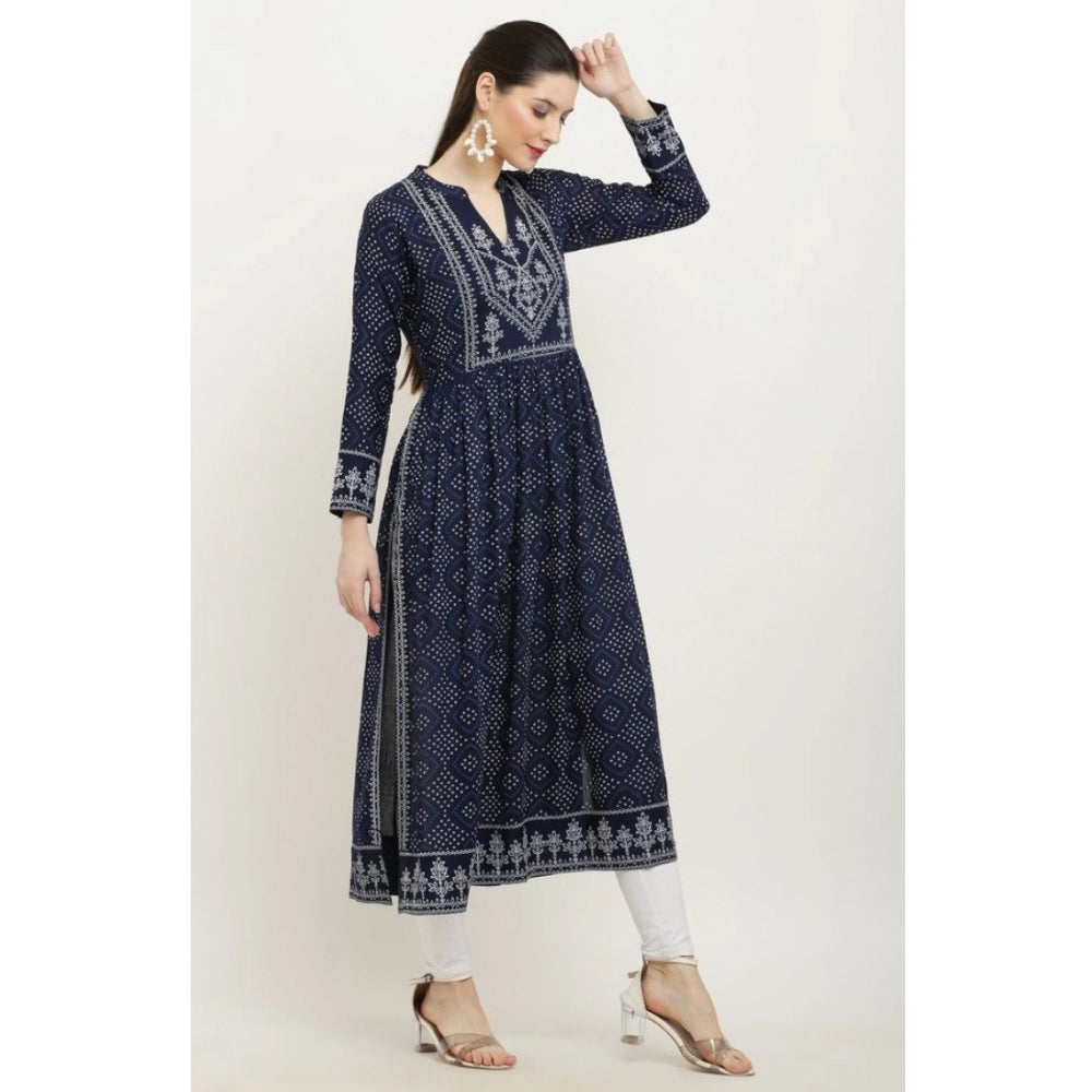 HD Women's Casual Rayon Full sleeve Kurti (Blue)
