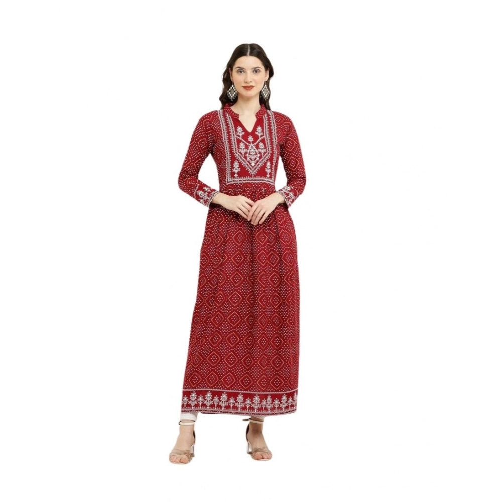 HD Women's Casual Rayon Full sleeve Kurti (Maroon)