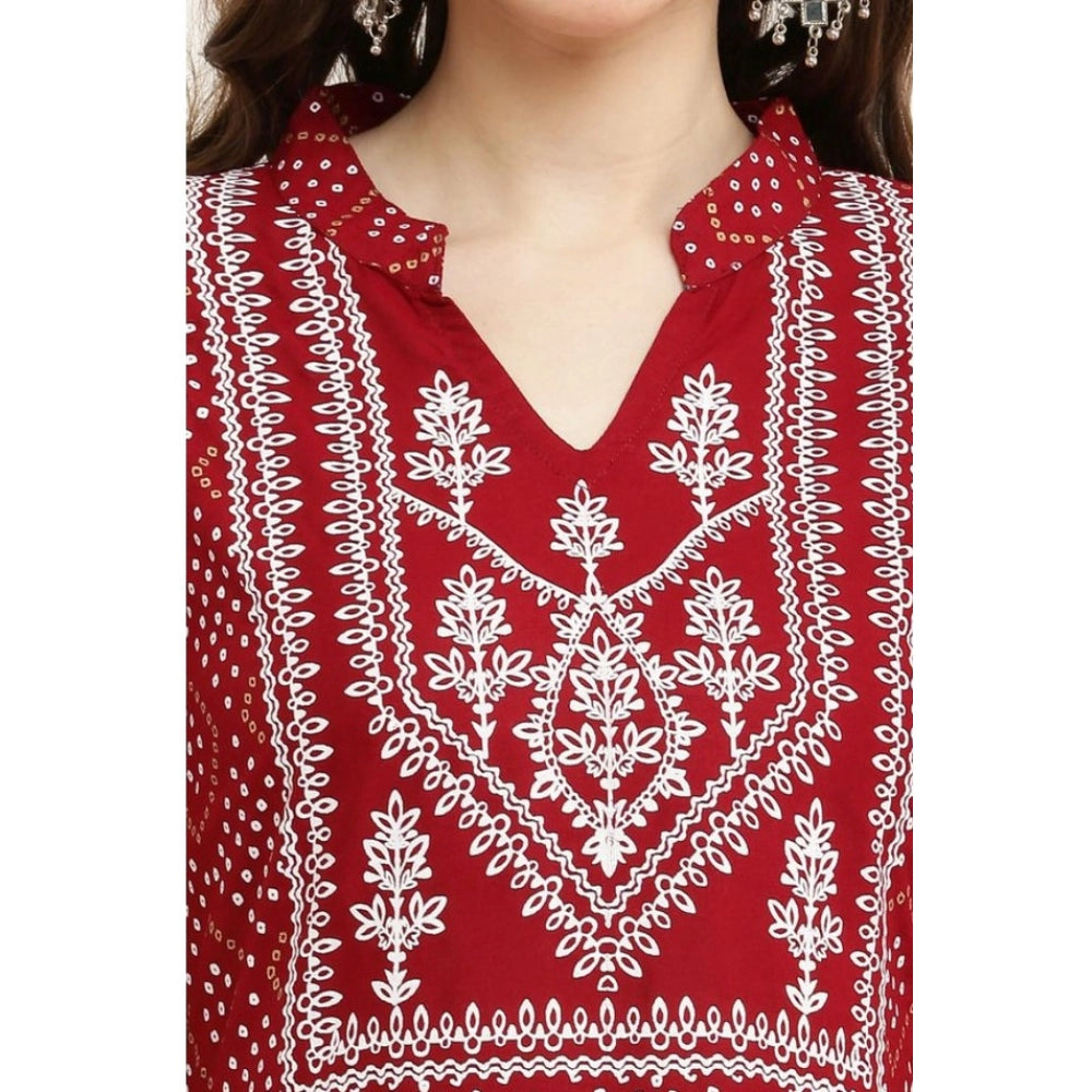 HD Women's Casual Rayon Full sleeve Kurti (Maroon)