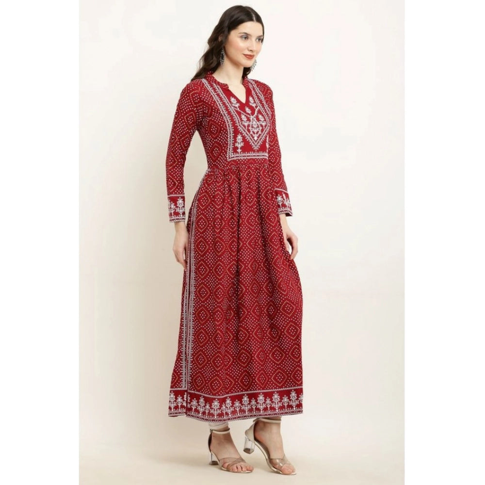 HD Women's Casual Rayon Full sleeve Kurti (Maroon)