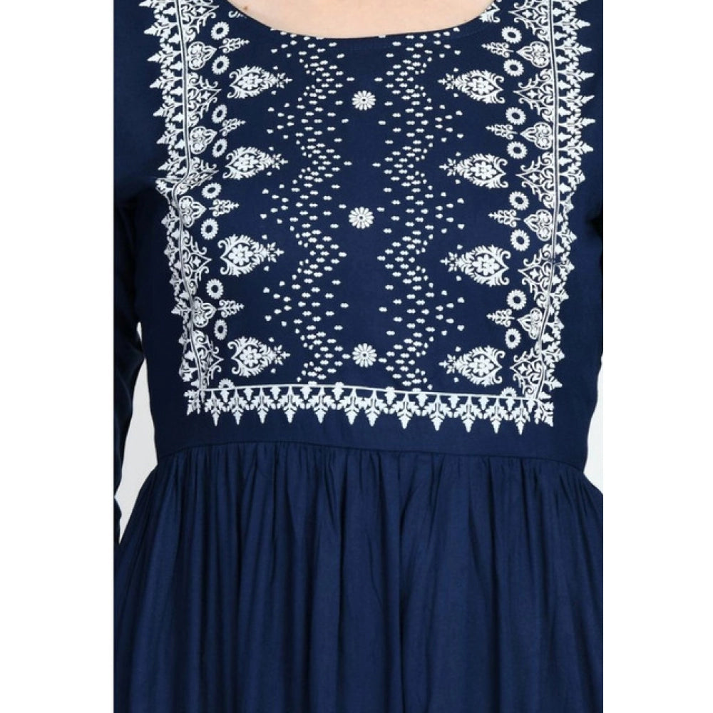 HD Women's Casual Rayon 3-4th Sleeves Kurti (Blue)