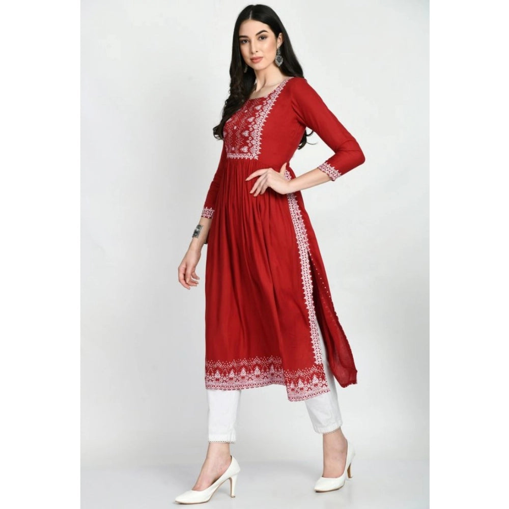 HD Women's Casual Rayon 3-4th Sleeves Kurti (Maroon)
