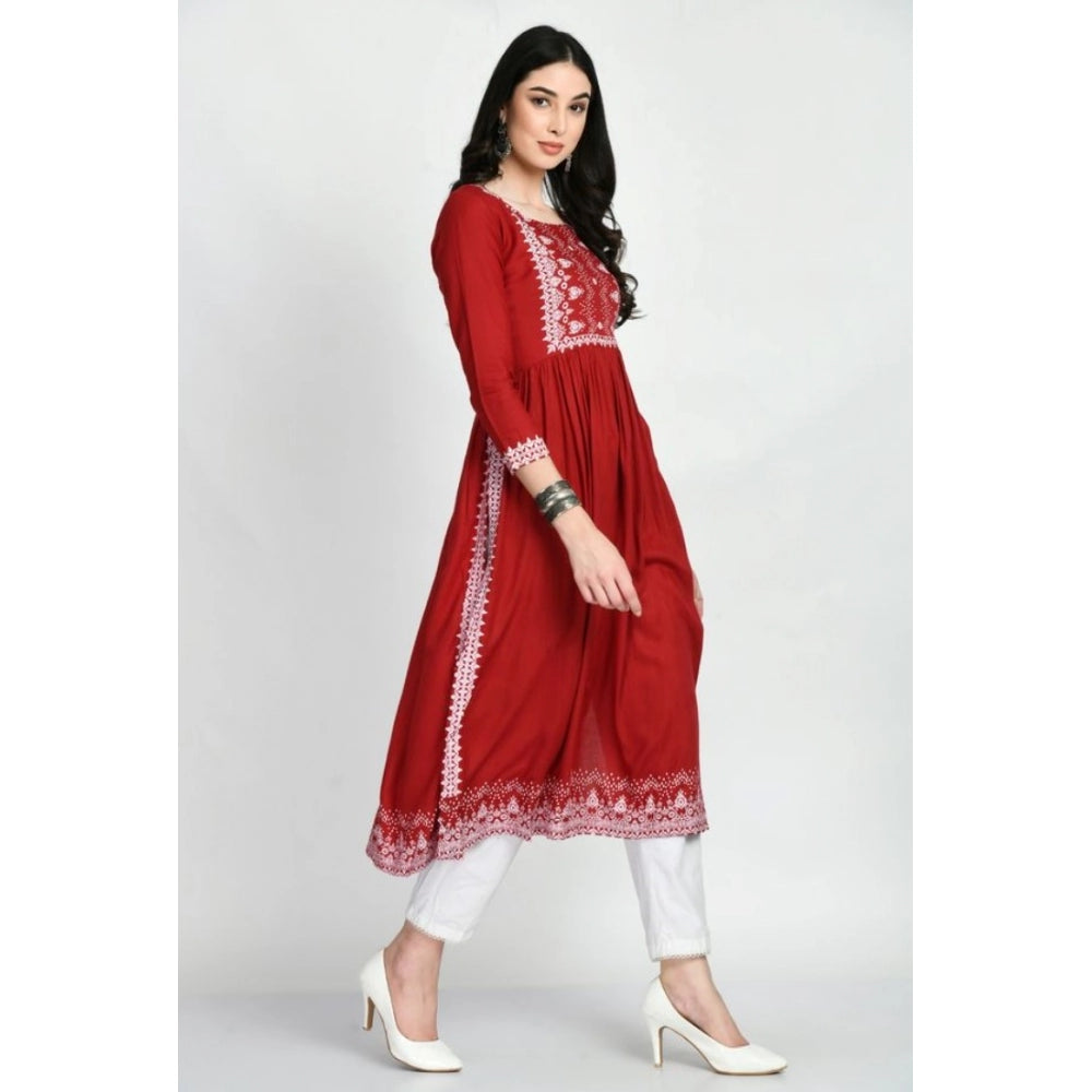 HD Women's Casual Rayon 3-4th Sleeves Kurti (Maroon)