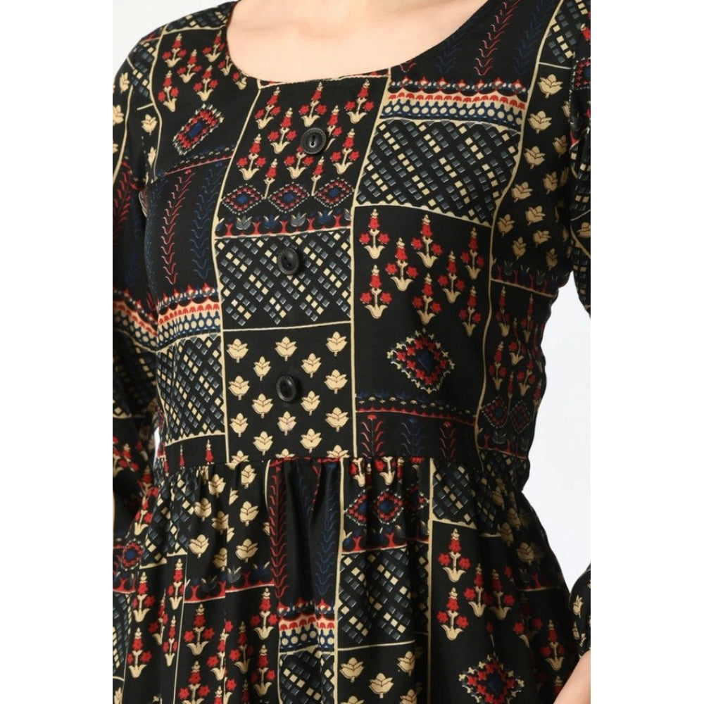HD Women's Casual Crepe 3-4th Sleeves Cord Set (Black)