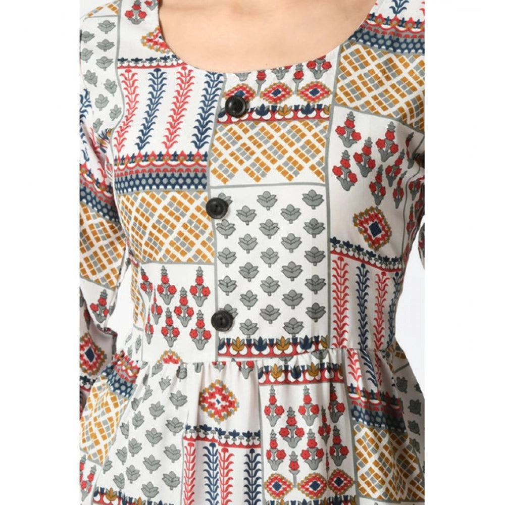 HD Women's Casual Crepe 3-4th Sleeves Cord Set (White)