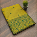 Women's Soft Lichi Silk Printed Saree With Unstitched Blouse 5.5Mtr (Green)