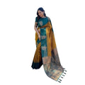 HD Women's Soft Lichi Silk Printed Saree With Unstitched Blouse 5.5Mtr (Mustard聽)