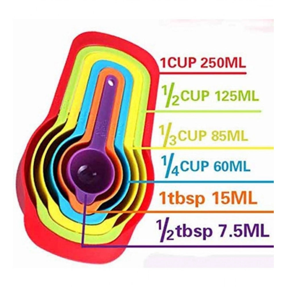 HamariDookan Pack of 4_Colorful Measuring Cup Spoon Set Stackable Kitchen Measuring Cups (Color: Assorted )