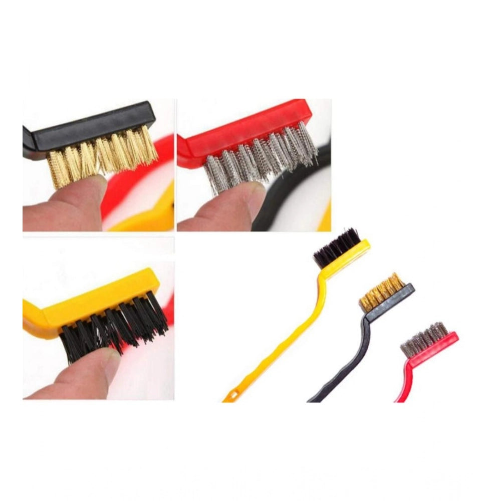 HamariDookan Pack Of 3_Small Wire Brush Set for Cleaning And Rust Removal (Color: Assorted )