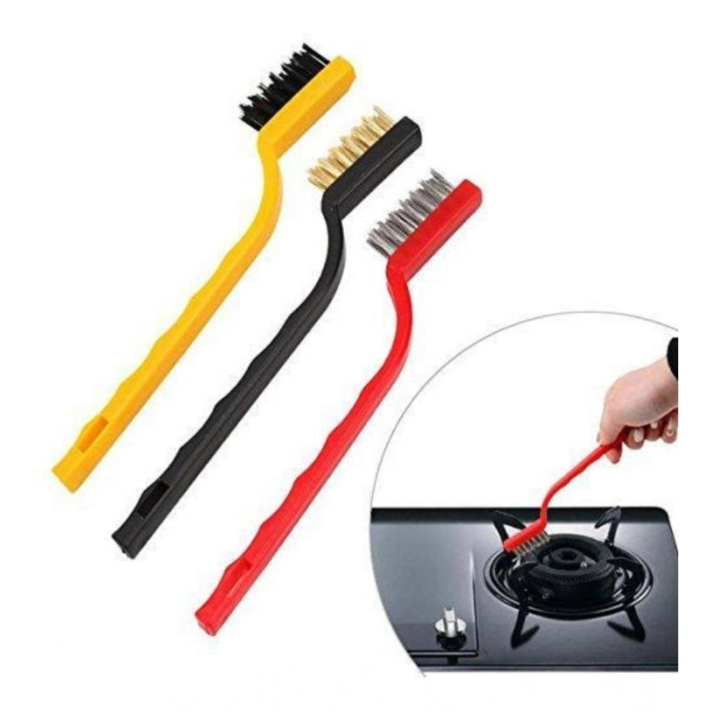 HamariDookan Pack Of 3_Small Wire Brush Set for Cleaning And Rust Removal (Color: Assorted )