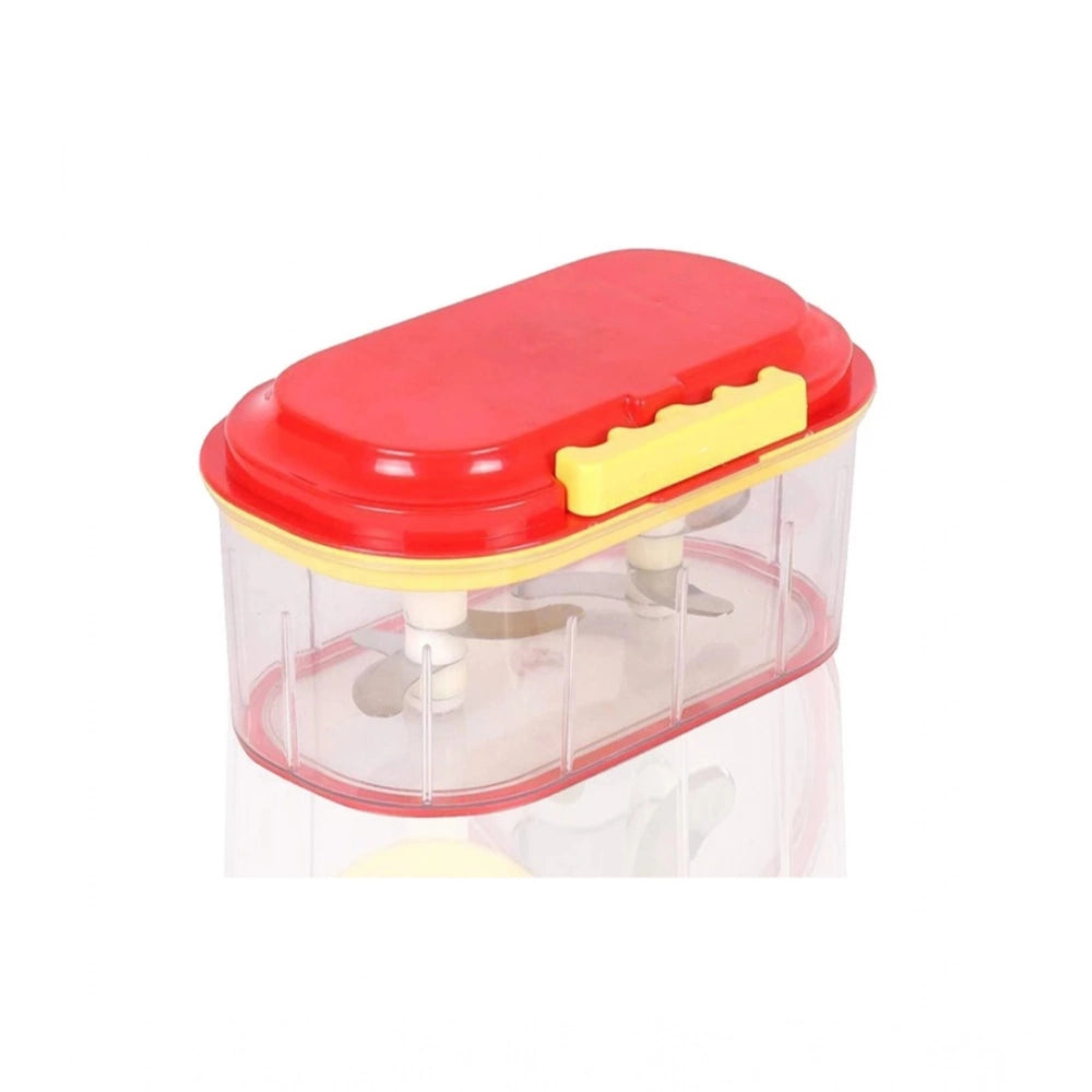 HamariDookan Pack Of 2_Twin Bowl Dual-Blade Hand Chopper | Manual Food Processor for Vegetables And Fruits (Color: Assorted )