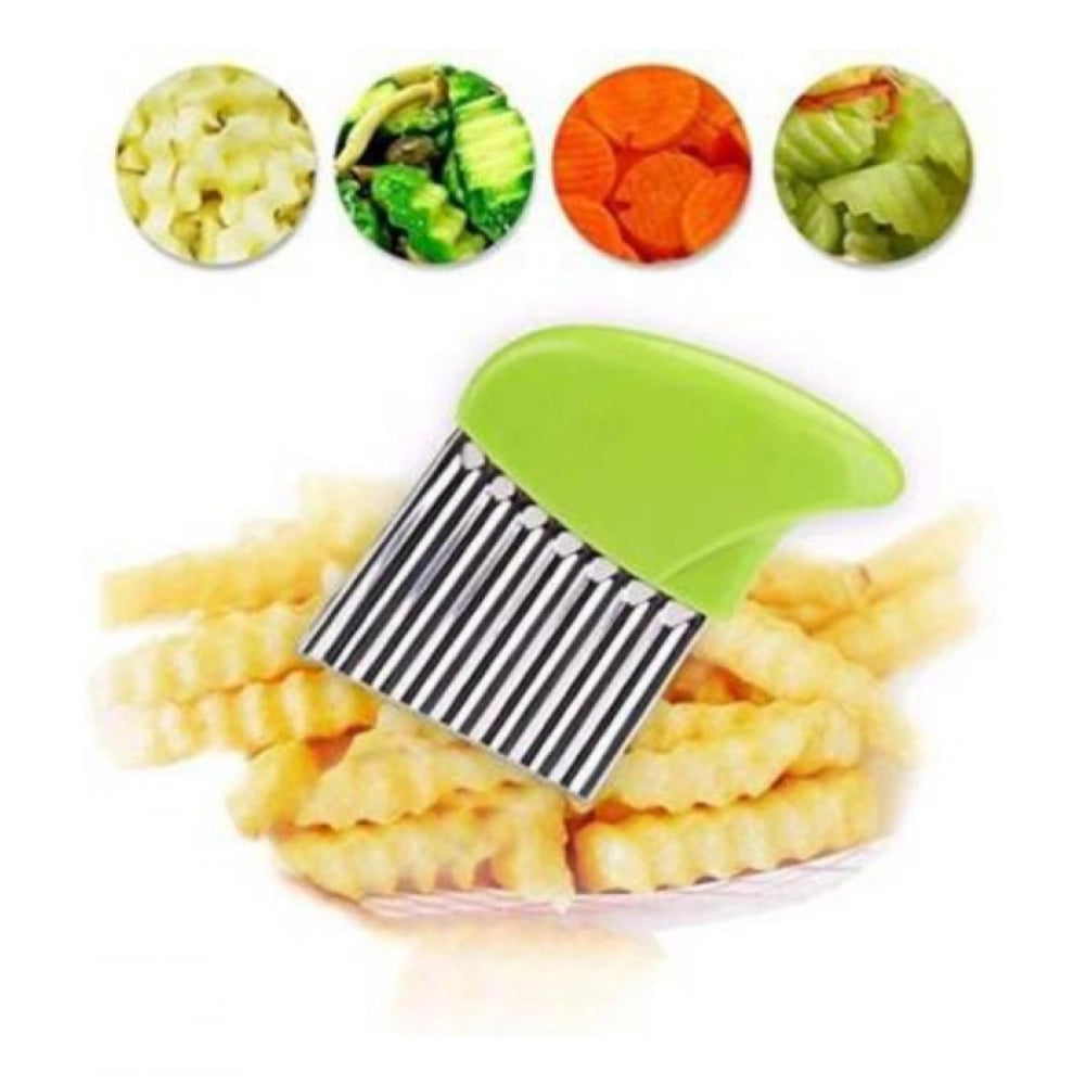 HamariDookan Pack Of_5 Wave Shape Stainless Steel Potato Cutter And Slicer – (Color: Assorted )