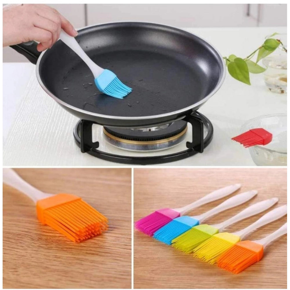 HamariDookan Pack Of 10_Silicone Oil Brush – Heat Resistant Cooking And Baking Basting Brush (Color: Assorted )