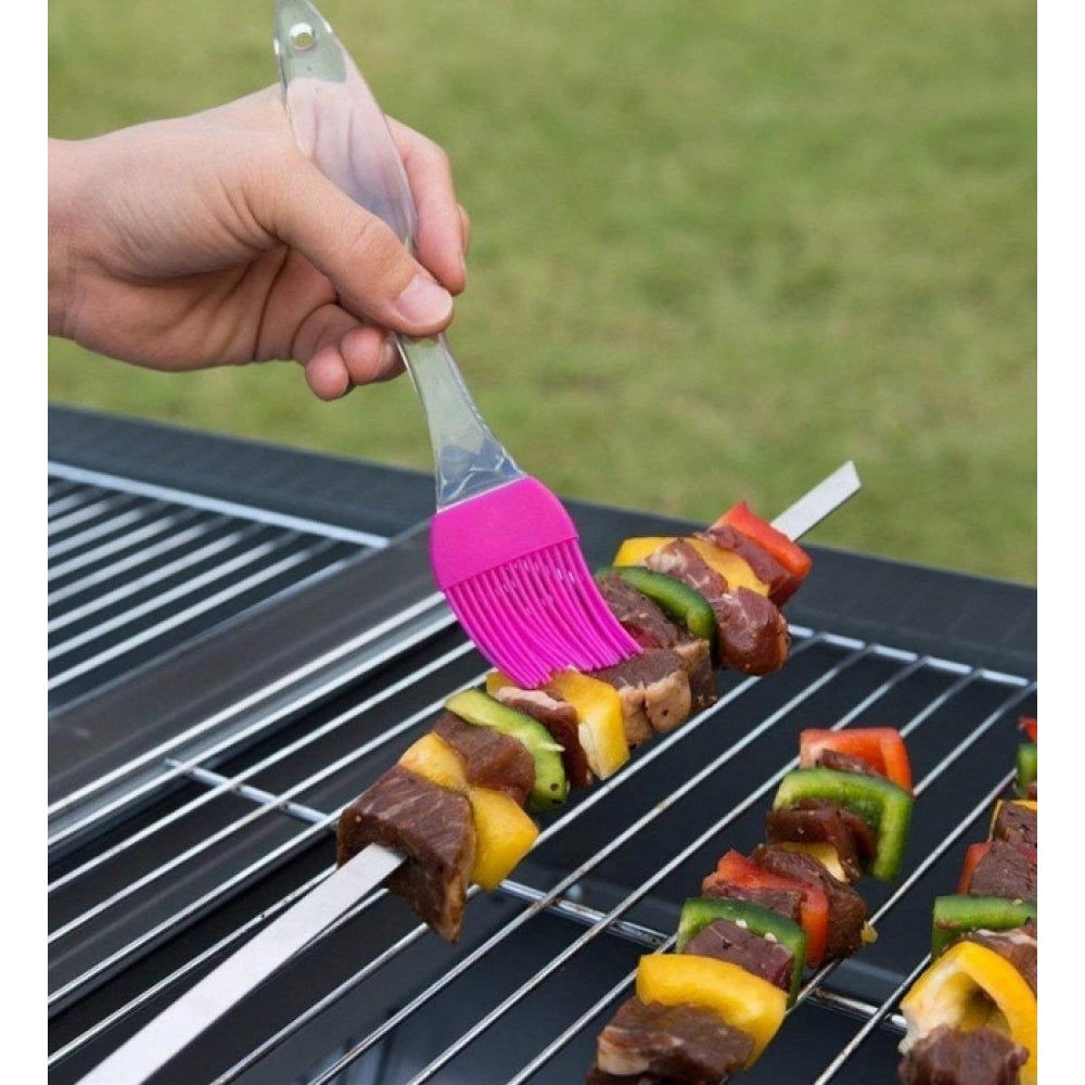 HamariDookan Pack Of 10_Silicone Oil Brush – Heat Resistant Cooking And Baking Basting Brush (Color: Assorted )