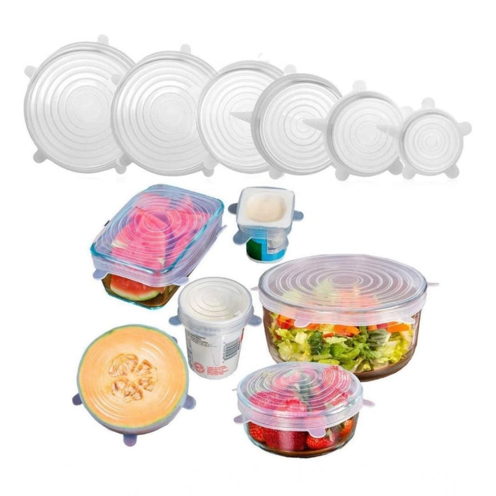 HamariDookan Pack Of 2_Silicone Lids – Reusable Stretchable Covers for Bowls And Containers (Color: Assorted )