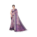 Women's Cotton Silk  Printed Saree With Unstitched Blouse 5.5Mtr闁?Purple)