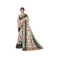 Women's Cotton Silk  Printed Saree With Unstitched Blouse 5.5Mtr闁?Green)