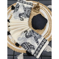 Women's Linen Cotton Printed Saree With Unstitched Blouse 5.5Mtr闁?Cream &amp; Black)