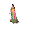 Women's Cotton Silk  Printed Saree With Unstitched Blouse 5.5Mtr闁?Yellow)