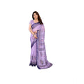 Women's Linen Cotton  Printed Saree With Unstitched Blouse 5.5Mtr闁?Purple)