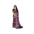 Women's Linen Cotton  Printed Saree With Unstitched Blouse 5.5Mtr闁?Black)