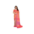 HD Women's Linen Cotton  Printed Saree With Unstitched Blouse 5.5Mtr聽(Orange聽)