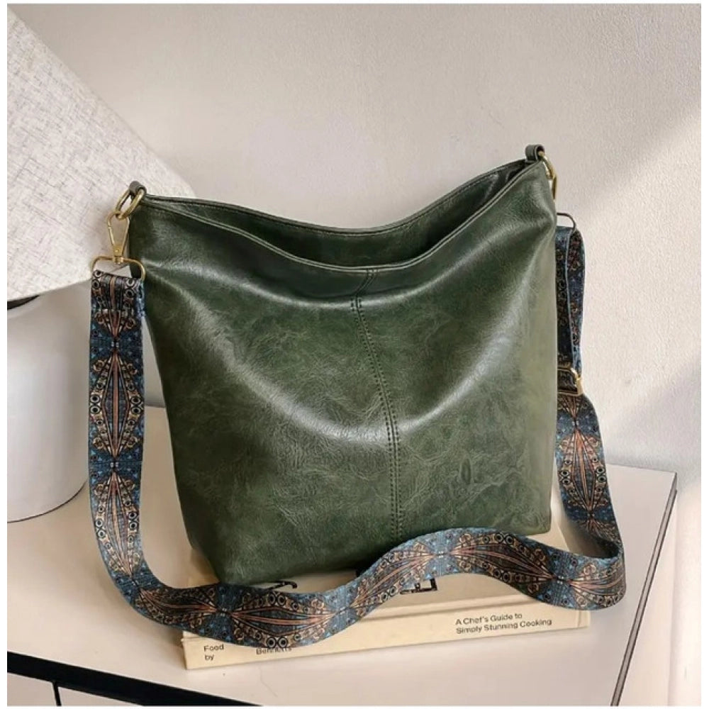 Women's PU Leather Zipper Handbag (Green)