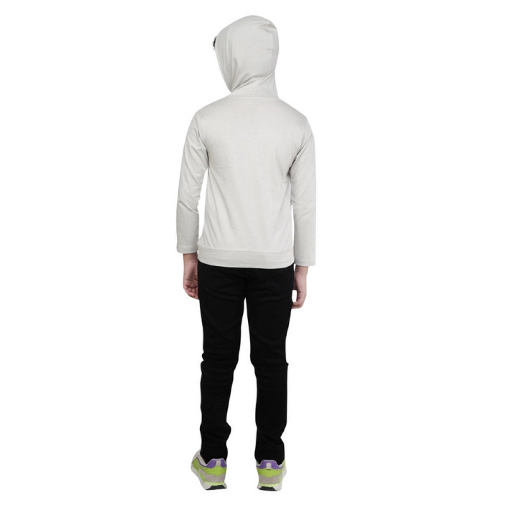 HamariDookan Boy's Cotton Printeded Hooded Neck Hoodies (Grey )