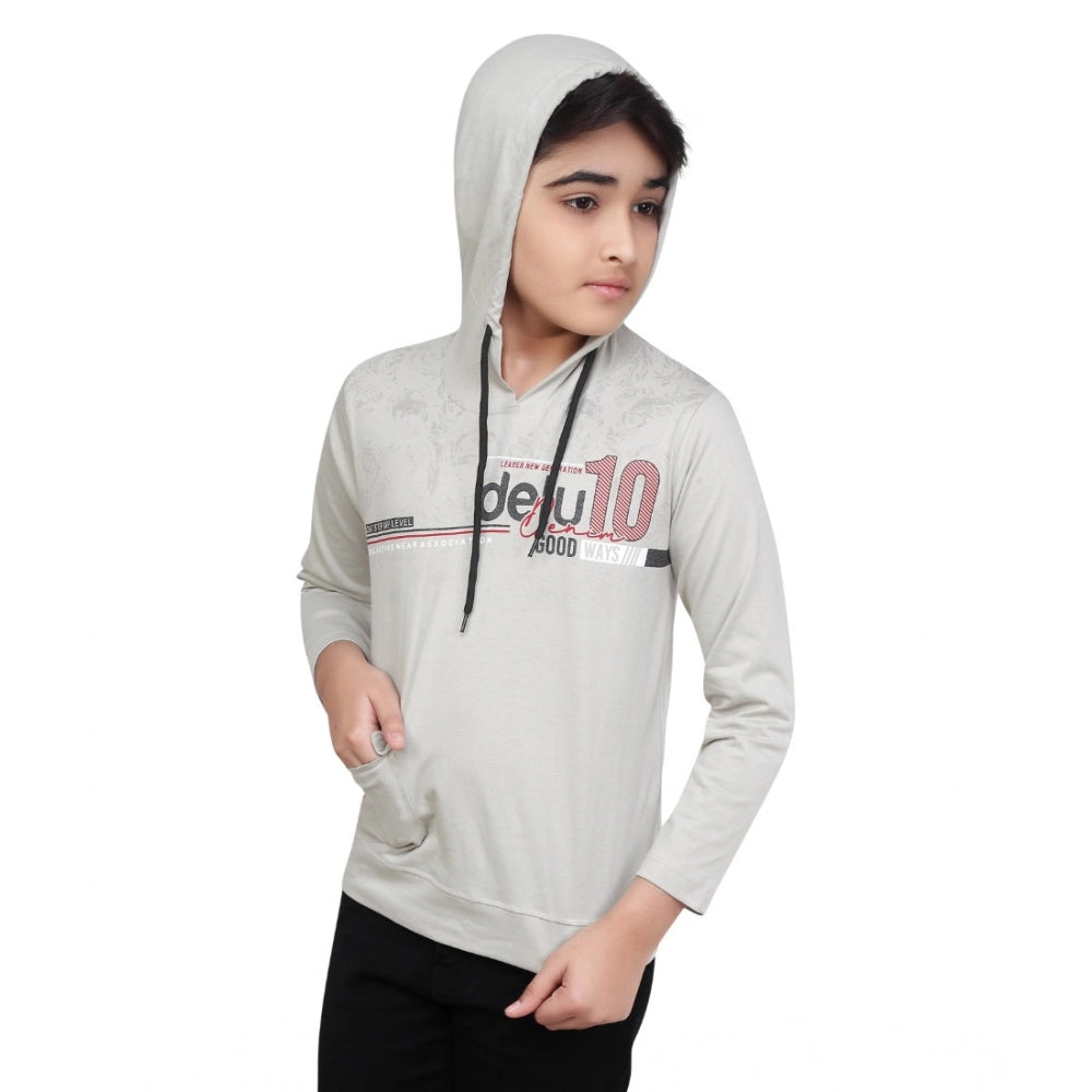 HamariDookan Boy's Cotton Printeded Hooded Neck Hoodies (Grey )