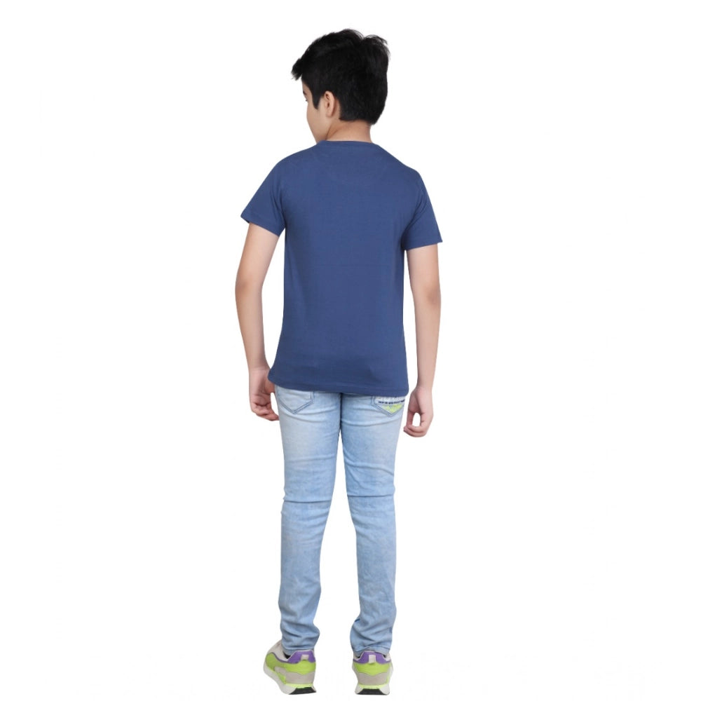 HamariDookan Boy's Cotton Grapic Printed Round Neck T-Shirt (Blue)