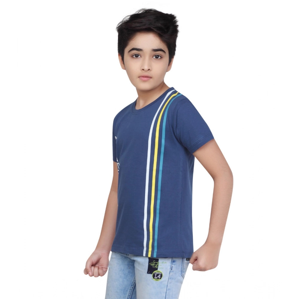 HamariDookan Boy's Cotton Grapic Printed Round Neck T-Shirt (Blue)