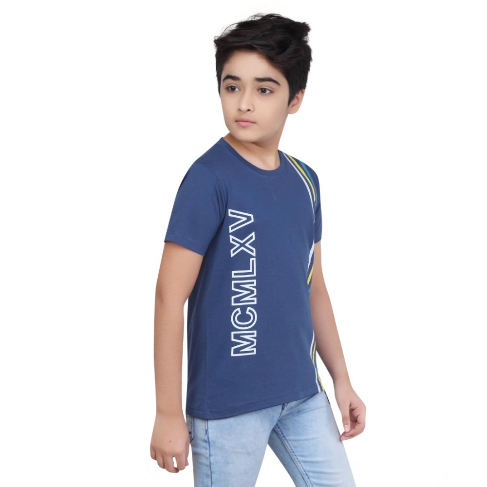 HamariDookan Boy's Cotton Grapic Printed Round Neck T-Shirt (Blue)