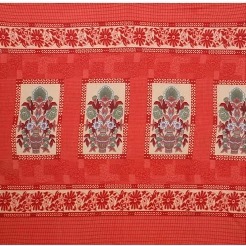 Fleece Floral Printed Double Polar Warm Bedsheet with 2 Pillow Cover (Red)