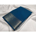 Women's Crepe Chit Pallu Solid Saree With Unstitched Blouse 5.5Mtr闁?Sea-Green)