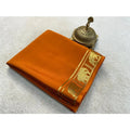 Women's Crepe Chit Pallu Solid Saree With Unstitched Blouse 5.5Mtr闁?Orange)